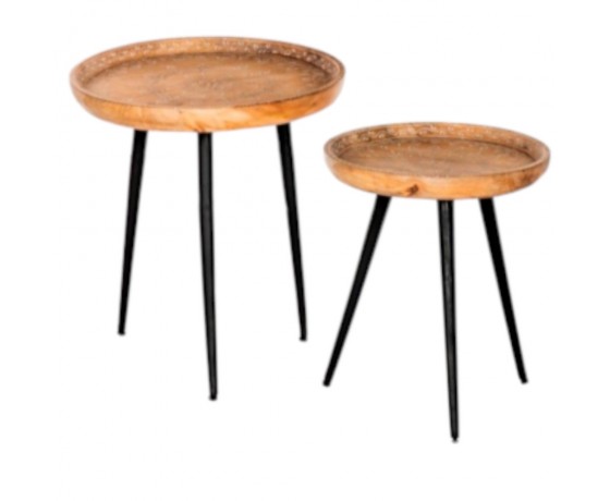 Wooden Round Side Tables