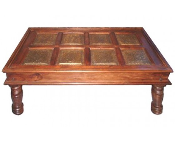 Wooden Brass Coffee Table