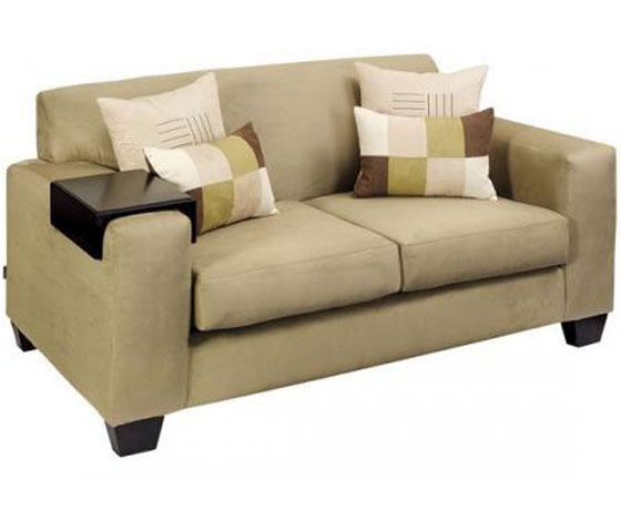 Contemporary settee with wide squared arms